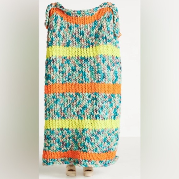 Anthropologie Chunky Knit Wool Throw Blanket - Picture 1 of 2